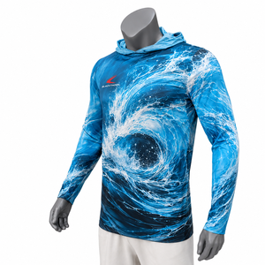 Camiseta de Pesca Personalizada al por Mayor para Hombre, Sublimada, de Manga Larga, Transpirable, de Spandex/Poliéster, con Protección Solar UPF 50, Anti-UV, OEM - Product Image 4