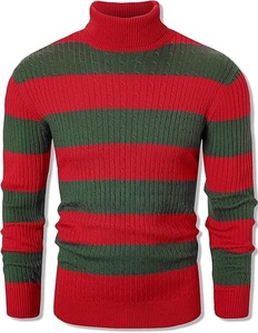 Pull à col roulé en tricot noir uni pour homme, manches longues, vêtements d'hiver - Product Image 3