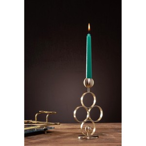 Atractivo Portavelas de Latón con Anillos Circulares y Esferas, Decoración para el Hogar, Portavelas de Metal - Product Image 6