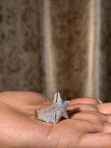 Luxury Iced Out Star <b>Ring</b> With Moissanite Stones Hip Hop <b>Statement</b> <b>Ring</b> For Women Men Shiny Bling Party Jewelry Gift Idea - Product Image 3