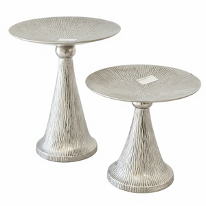 Luxury Silver Metal <b>Cake</b> <b>Stand</b> with Ornate Handle Hammered Stainless Steel Pedestal Serving Tray for Wedding Parties & Home Deco - Product Image 6