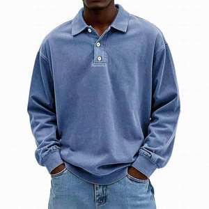 Custom Logo Vintage Washed Oversized Long Sleeve <b>Sweatshirt</b> <b>Plain</b> Basic Golf Style Streetwear Breathable <b>Sweatshirts</b> for Men - Product Image 2