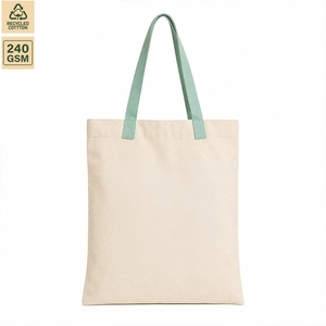 กระเป๋าผ้าฝ้ายพิมพ์ลายตามสั่ง 240 GSM กระเป๋าช้อปปิ้งผ้าฝ้ายธรรมชาติสำหรับโปรโมชั่น ขายส่ง รับผลิตแบบ OEM แบรนด์ส่วนตัว ผู้ผลิต ผู้ส่งออก - Product Image 2
