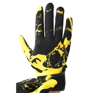 Black Yellow Dripping Pattern <b>Full</b> Finger Breathable PU Gloves Hook & Loop Closure Non <b>Slip</b> Outdoor Unisex All Seasons Use - Product Image 3