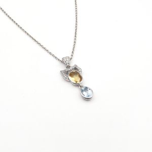 Ensemble pendentif et boucles d'oreilles en argent sterling 925 avec citrine naturelle et topaze bleue, plaqué rhodium, bijoux fins OEM ODM - Product Image 5