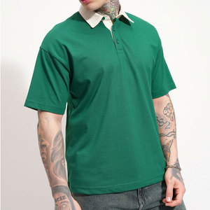 Polo de Algodón Verde para Hombre, Liso, de Manga Corta, Informal, para Adultos, Talla Grande - Product Image 1