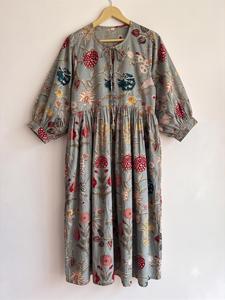 Handmade Indian Cotton One-piece <b>Kaftan</b> Dress Lightweight Quick Dry <b>Beach</b> Cover up Boho Summer Plus Size Tropical Print - Product Image 3