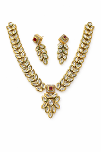 Gold Plated Alloy Trendy Bridal Pearl Kundan Rani Haar Long Necklace & Earrings Set for Wedding Party & <b>Gift</b> Occasions - Product Image 5