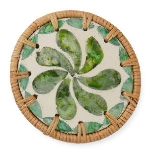 Napperon rond en rotin éthique tressé à la main avec incrustation de mosaïque de coquillages pour une consommation écoresponsable - Product Image 2