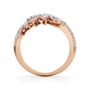 Rose <b>Gold</b> Three Stone Diamond <b>Ring</b> With Classic Women's Engagement <b>Ring</b> - Product Image 2