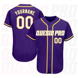 Maillot de baseball authentique personnalisé violet, blanc et or, impression par sublimation, conception de logo personnalisée, personnalisation des couleurs - Product Image 1