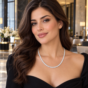 Collier tennis élégant en diamants de laboratoire de 22 pouces |   Fournisseurs B2B de bijoux en or 14 carats avec diamants ronds de 0,15 carat et 3,5 mm - Product Image 2