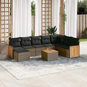 Conjunto de Sofás Modulares Grandes de Ratán PE Gris para Patio y Jardín - Product Image 1