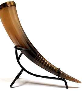 Authentic Viking Horn <b>Beer</b> Mug with Carved Display Stand American Style Reusable & Leak Proof Low Cost Business Gift - Product Image 3