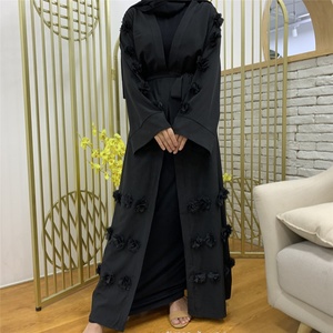 2023 Dubai Open Abaya for Women Satin Lined Eid Ramadan <b>Kaftan</b> with Embroidery Hijab Dress From World Islam Robe Caftan Style - Product Image 3