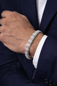 สร้อยข้อมือเพชรหรูสำหรับผู้ชาย ทอง 14KT แบบหนา สไตล์คิวบัน ประดับเพชรเต็มเส้น ฮิปฮอป ดีไซน์โดดเด่น มีตัวเลือกทอง 10KT ของขวัญ - Product Image 5