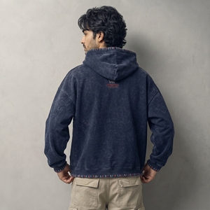 Fashion and Everyday Comfort Men Vintage Wash Embroidery Hoodie Distressed Pullover Sweatshirt for Streetwear - Product Image 5
