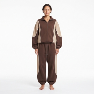 Ensemble de survêtement color block pour femme, veste à fermeture éclair intégrale et pantalon de jogging - Product Image 1