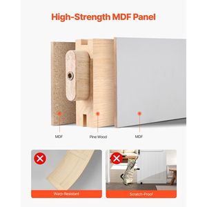 ชุดประตูโรงนาบานเลื่อนพื้นผิวพีวีซีแผง MDF ขนาด36x84นิ้วพร้อมชุดฮาร์ดแวร์ - Product Image 3