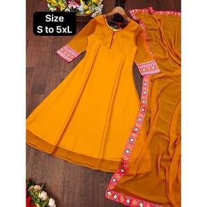 TOP DE ENCAJE DE DISEÑADOR GEORGETTE CON MOSTAZA DUPATTA - Product Image 2