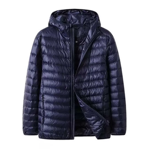 <b>Light</b> Weight Hooded <b>Puffer</b> Hiking Custom Winter Men's Front Logo <b>Jacket</b> - Product Image 4