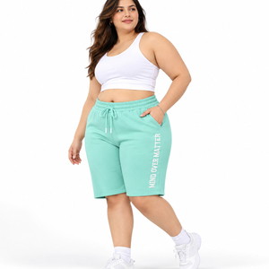 Custom OEM Plus Size Women's Mid Waist <b>Knee</b> Length Gym Shorts Embroidered Breathable Eco-Friendly Quick Dry - Product Image 3