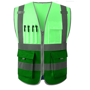 Chaleco de Seguridad Reflectante de Alta Visibilidad, Ropa de Trabajo de Poliéster con Bolsillos y Cierre de Cremallera, Unisex, Azul Gris - Product Image 4