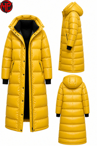 Manteau long matelassé jaune pour femme, imperméable, d'hiver - Product Image 4