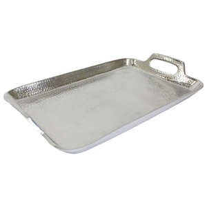Bandeja de servir de acero inoxidable martillado con asas, bandeja rectangular decorativa para comida, para hoteles, restaurantes, catering y bodas - Product Image 1