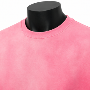 เสื้อยืดคอกลมแขนสั้นผู้ชายสีชมพู ลายมัดย้อม ทรงโอเวอร์ไซส์ ผ้าฝ้ายถัก 100% สีพื้น ย้อมสีเรียบ รุ่น 2027 - Product Image 3