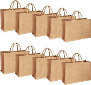 Sac messager pour femme en lin recyclé et jute, sac à main avec poignées, sac fourre-tout écologique pour usage quotidien, shopping, voyage, cadeau - Product Image 6