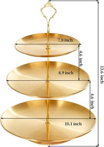 Support à gâteau rond à trois niveaux, lisse et maigre, avec poignée, présentoir à gâteau de luxe - Product Image 3
