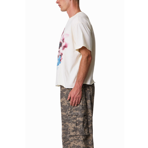 T-shirt Homme Col Rond Manches Courtes Oversize Imprimé Crâne Graphique Épaules Tombantes Streetwear Vente en Gros Personnalisé OEM Coton - Product Image 3
