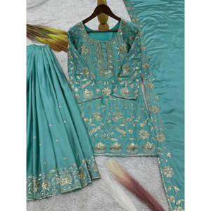 Ensemble de costume pour femme, vêtements de soirée, broderie et travail de séquence - Product Image 2