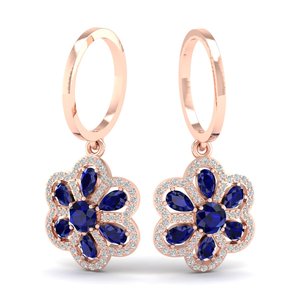Boucles d'oreilles pendantes REYES personnalisées en argent sterling 925 avec saphir bleu et moissanite certifiée GRA pour femmes - Product Image 5