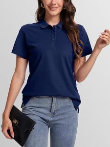 Camiseta para Mujer, Silueta Ajustada, Mezcla de Algodón, Transpirable, de Secado Rápido, Ligera, Elegante, Estilo Moderno, para Uso Diario Profesional - Product Image 5
