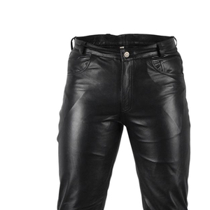 Mens Business Slim Fit Stretchy Black Faux Leather Pants Male Elastic Tight Trousers PU Leather Shiny Pants - Product Image 2
