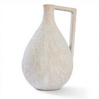 Vase en céramique transparente texturée brute en forme de goutte d'eau, couleur blanc cassé, avec poignée carrée, style Art Déco, pour décoration de table et d'intérieur