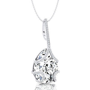 AMBER JEWELS Collier Pendentif Unisexe Plaqué Or 18K Diamant Taille Ovale Certifié IGI Sertissage Pavé Chaîne Maille Forçat Classique pour Fiançailles - Product Image 1