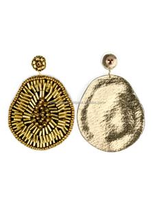 Boucles d'oreilles pendantes en perles de rocaille dorées, bijoux fantaisie, style classique, multicolores, faites à la main, personnalisées, vente en gros - Product Image 2