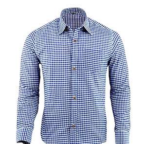 <b>Men</b>’s <b>Blue</b> Bavarian Oktoberfest <b>Shirt</b> Classic Trachten Cotton Long Sleeve German Style S to 4XL - Product Image 1