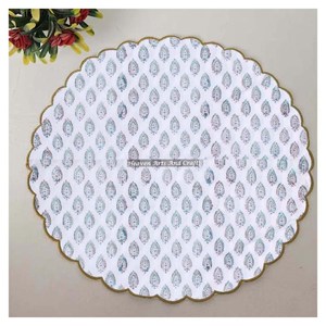 Serviette de table ronde moderne imprimée à la main 100% coton Design unique pour avion, hôtels et usage domestique EN031 - Product Image 1