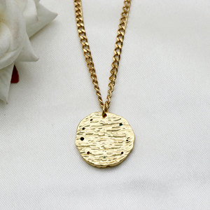 925 Silver Gold Plated <b>Gemini</b> Zodiac Pendant <b>Necklace</b> Textured Twins Medallion Colorful CZ Curb Chain Wholesale - Product Image 3