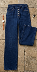 Jean évasé en denim pour femme, taille mi-haute, en coton délavé, style vintage décontracté, longueur intégrale, idéal pour le printemps - Product Image 6
