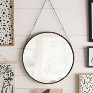 Round Shape Hanging Wall <b>Mirror</b> with Metal Border Wall Hanging <b>Mirror</b> | Decorative Black Border Customized <b>Mirror</b> With <b>Chain</b> - Product Image 1
