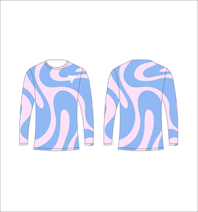 T-shirt à manches longues pour homme, bleu clair et rose, motif psychédélique rétro, col rond, décontracté, streetwear, hauts pour la gym et l'entraînement - Product Image 1