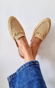 Sandalias de rafia, zapatos marroquíes hechos a mano, babuchas de rafia para mujer, zapatos planos - Product Image 2