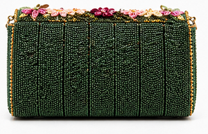 <b>Green</b> Floral Beaded Clutch | Handmade Embroidered <b>Evening</b> <b>Bag</b> | Elegant Chain Purse| <b>Green</b> <b>Evening</b> Purse with Chain Strap - Product Image 5