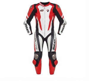 Combinaison de course sur circuit professionnelle pour homme Rucati / Traje sur mesure en cuir de vache/crocodile avec protection de niveau 2 - Product Image 1