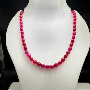 <b>Ruby</b> Beaded <b>Necklace</b> Smooth Gemstone 18 Inch Handmade Pink Bead Jewelry Statement Custom Gift Women GIA Certified Zubeda Gems - Product Image 2